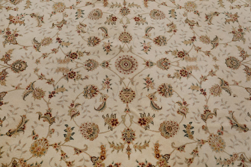 8x8 Ivory and Ivory Turkish Silk Rug