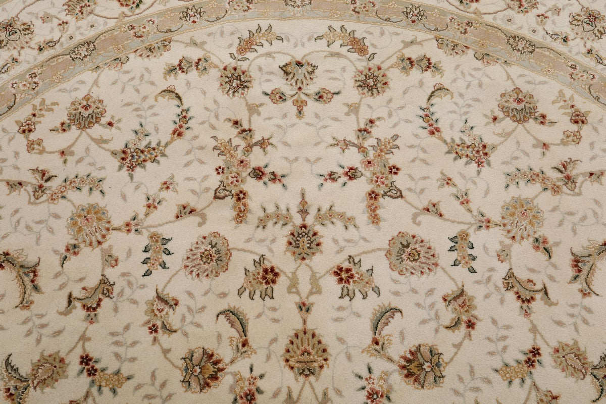 8x8 Ivory and Ivory Turkish Silk Rug