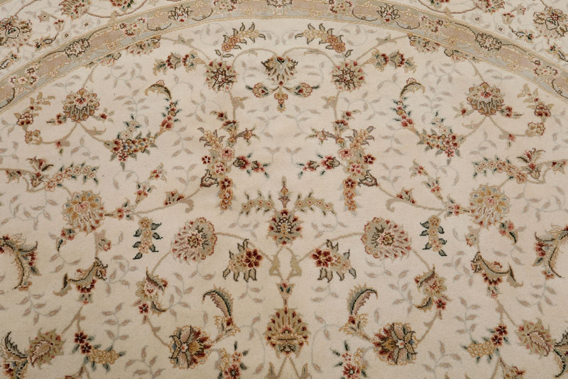 8x8 Ivory and Ivory Turkish Silk Rug