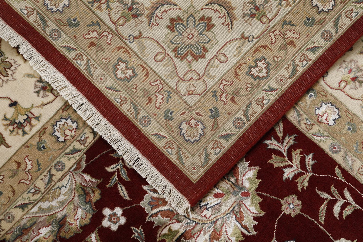 10x14 Burgundy and Ivory Turkish Silk Rug