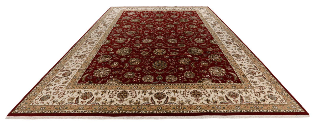 10x14 Burgundy and Ivory Turkish Silk Rug