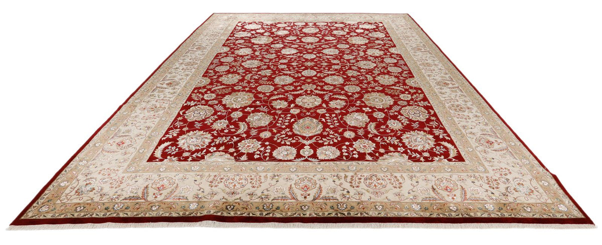 10x14 Burgundy and Ivory Turkish Silk Rug