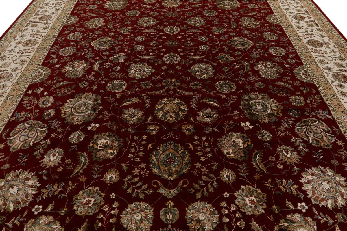 10x14 Burgundy and Ivory Turkish Silk Rug