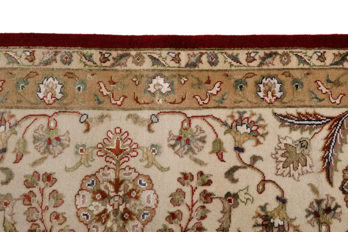 10x14 Burgundy and Ivory Turkish Silk Rug