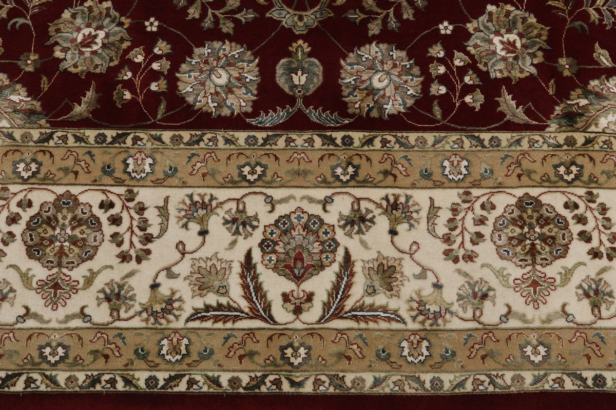 10x14 Burgundy and Ivory Turkish Silk Rug