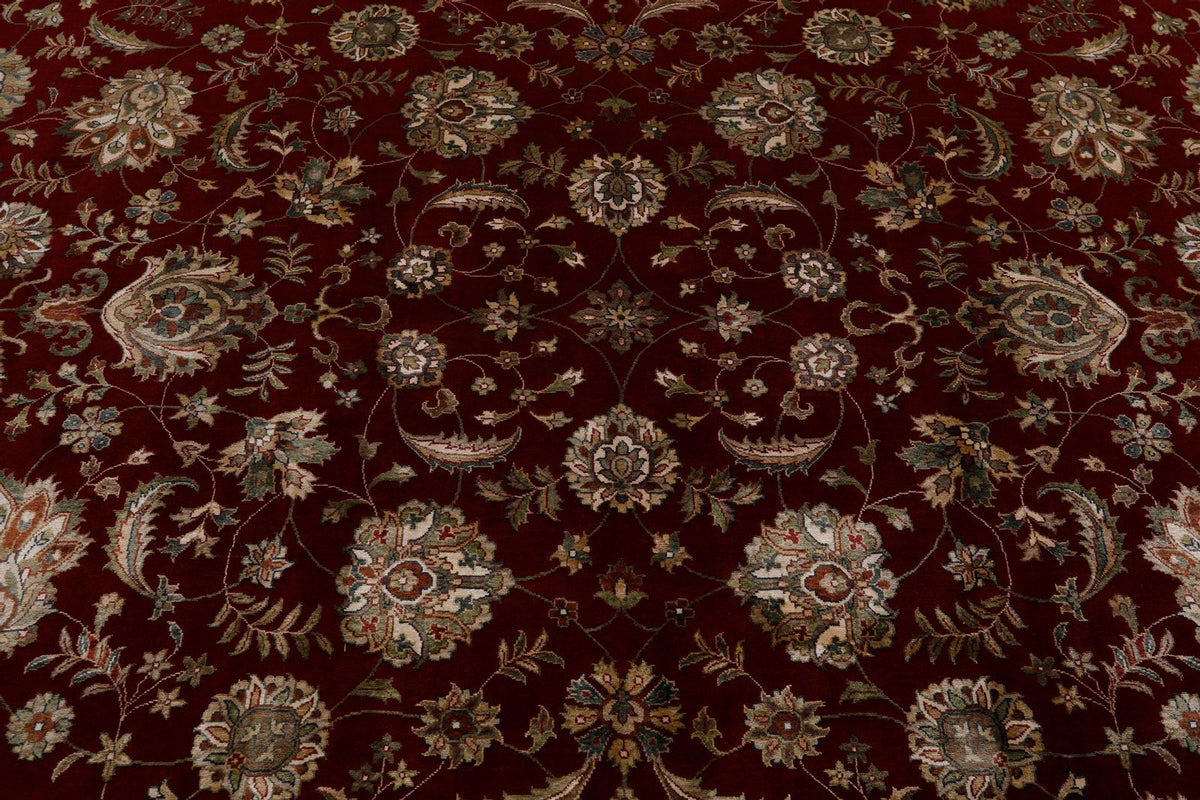 10x14 Burgundy and Ivory Turkish Silk Rug