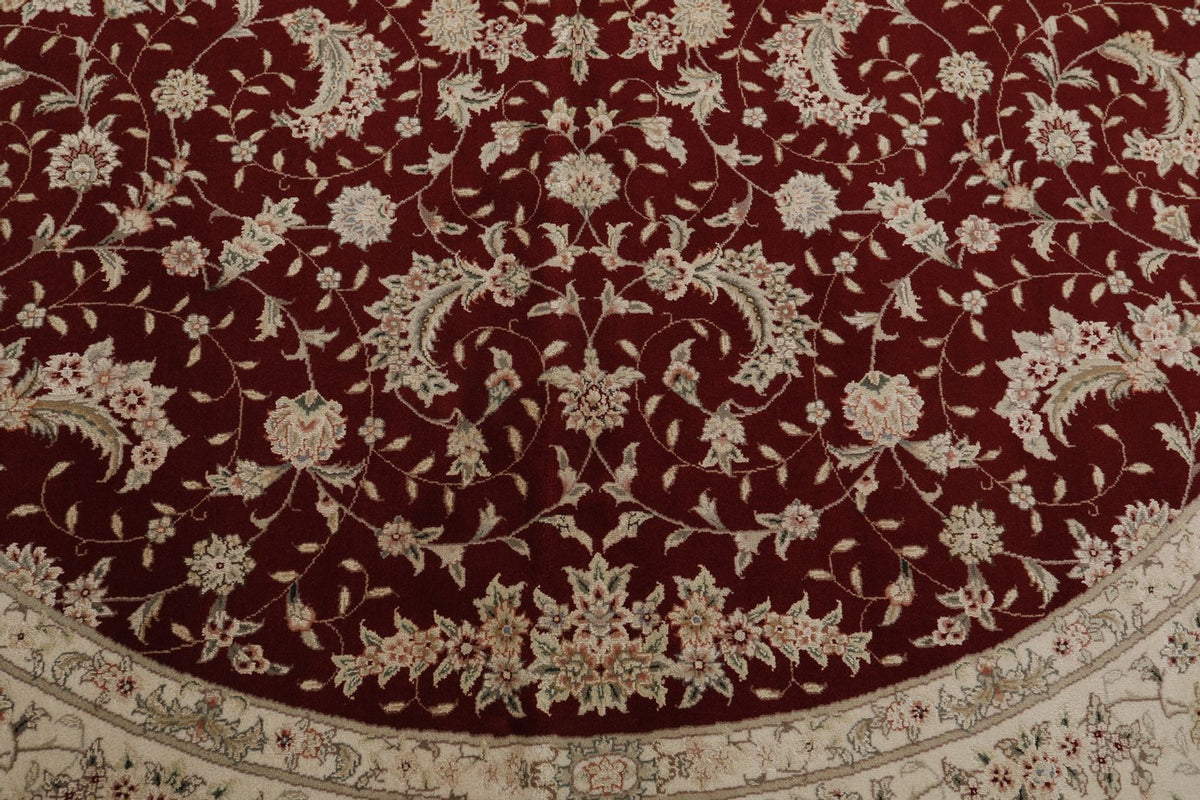 8x8 Burgundy and Beige Turkish Silk Rug