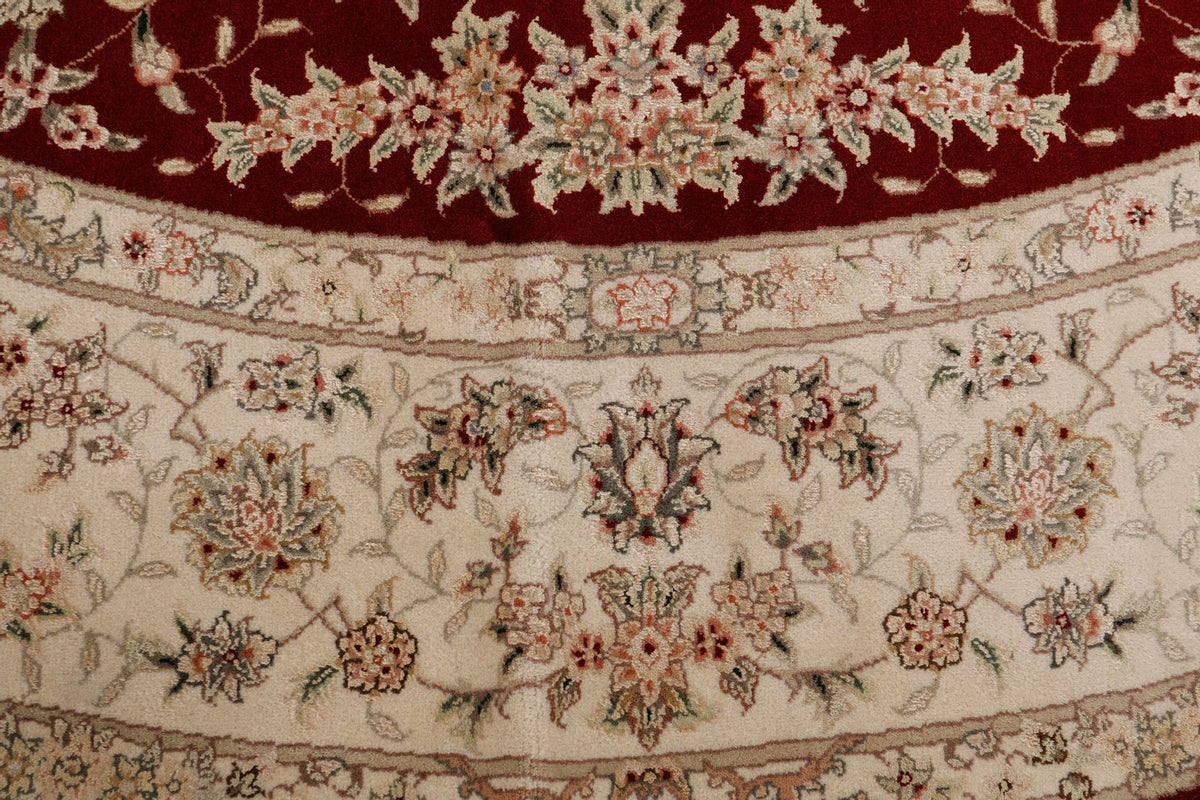 8x8 Burgundy and Beige Turkish Silk Rug