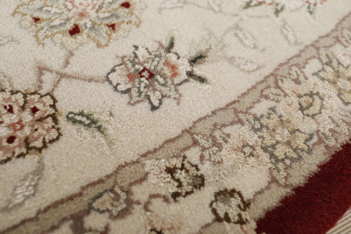 8x8 Burgundy and Beige Turkish Silk Rug