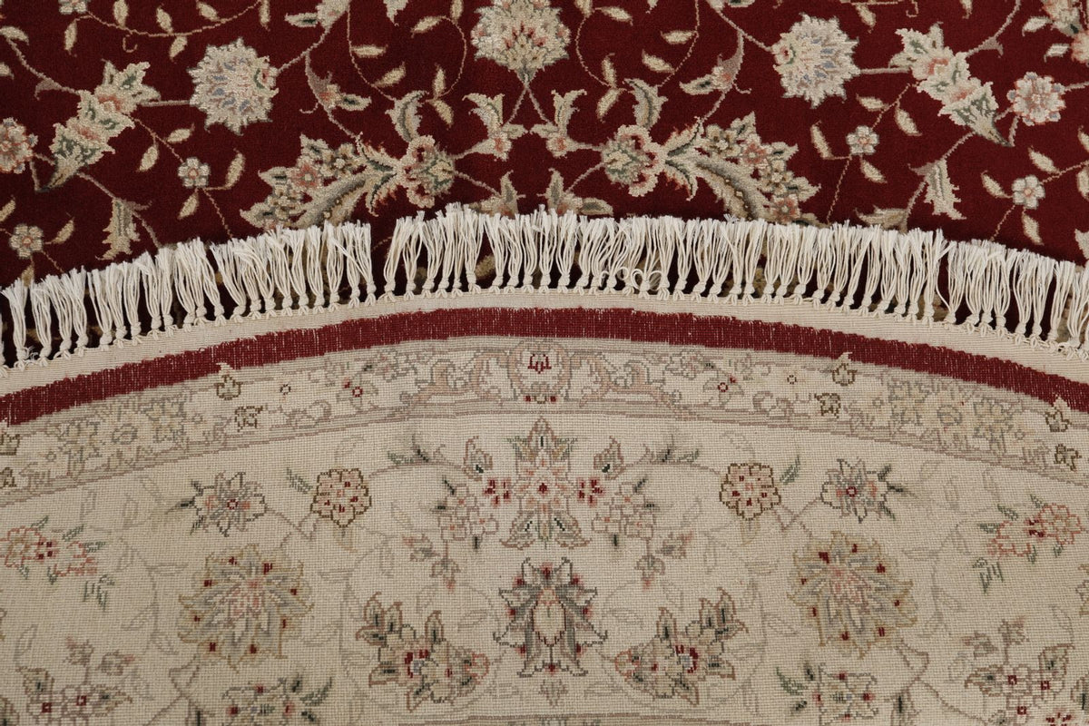 8x8 Burgundy and Beige Turkish Silk Rug