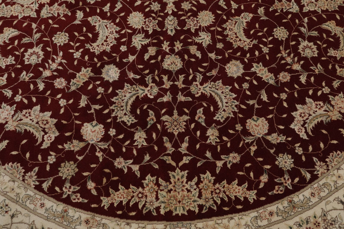 8x8 Burgundy and Beige Turkish Silk Rug