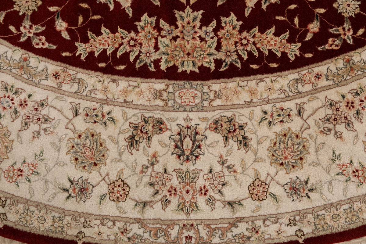 8x8 Burgundy and Beige Turkish Silk Rug