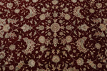 8x8 Burgundy and Beige Turkish Silk Rug