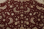 8x8 Burgundy and Beige Turkish Silk Rug