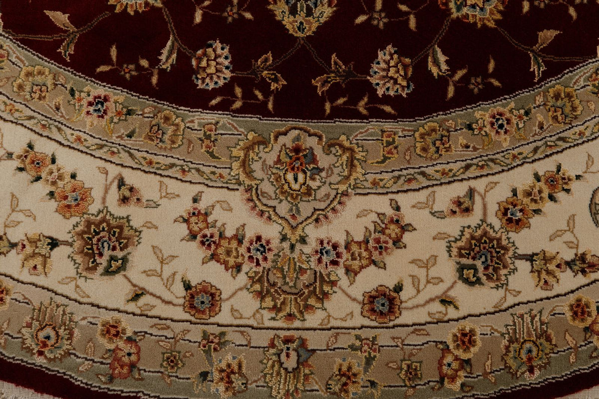 8x8 Burgundy and Ivory Turkish Silk Rug