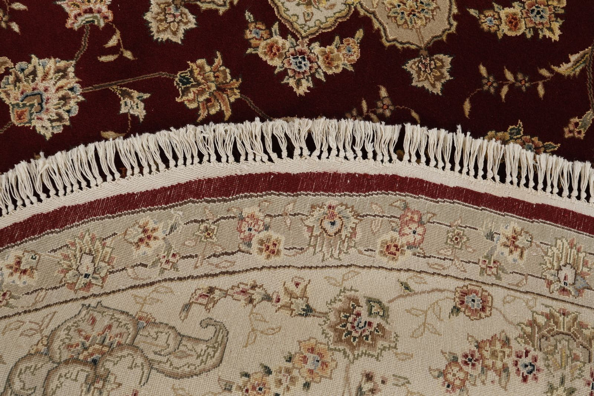 8x8 Burgundy and Ivory Turkish Silk Rug