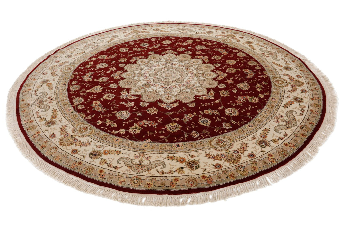8x8 Burgundy and Ivory Turkish Silk Rug