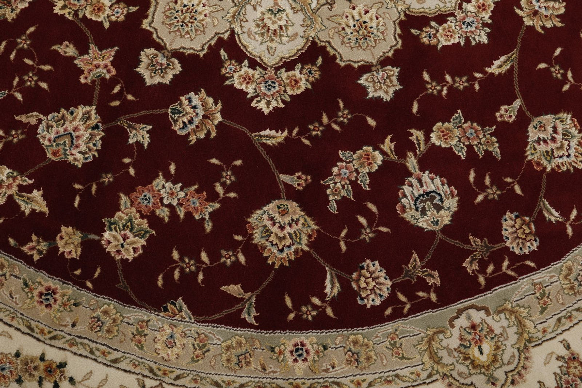 8x8 Burgundy and Ivory Turkish Silk Rug