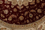 8x8 Burgundy and Ivory Turkish Silk Rug