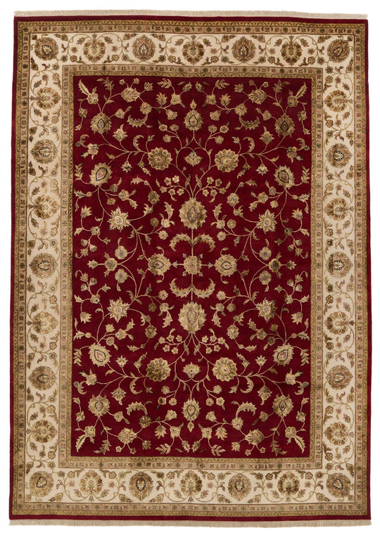 10x14 Burgundy and Gold Turkish Silk Rug