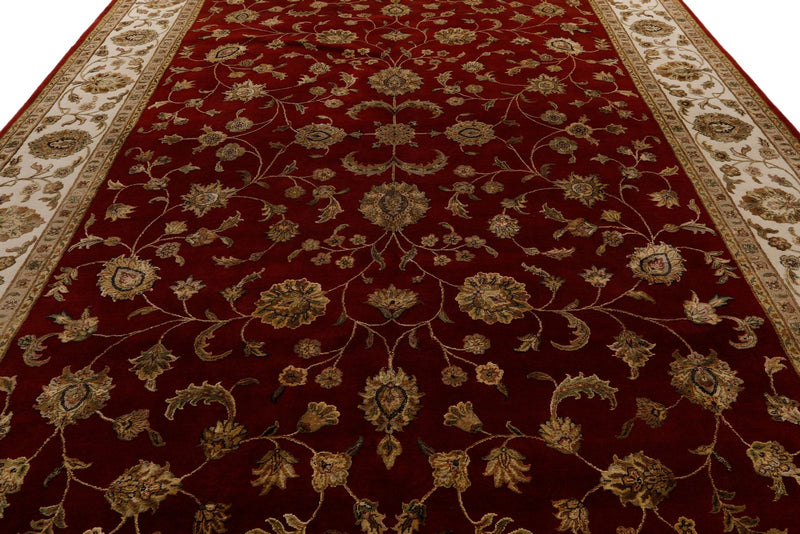10x14 Burgundy and Gold Turkish Silk Rug