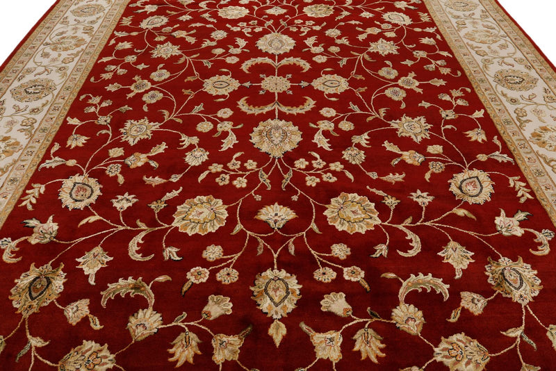 10x14 Burgundy and Gold Turkish Silk Rug