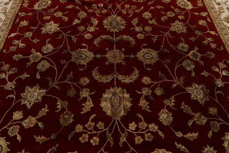 10x14 Burgundy and Gold Turkish Silk Rug