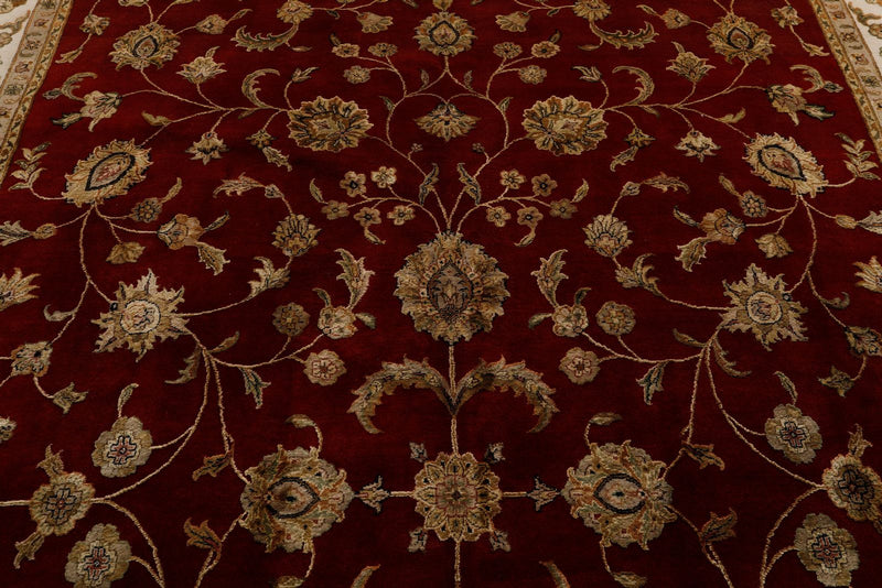 10x14 Burgundy and Gold Turkish Silk Rug
