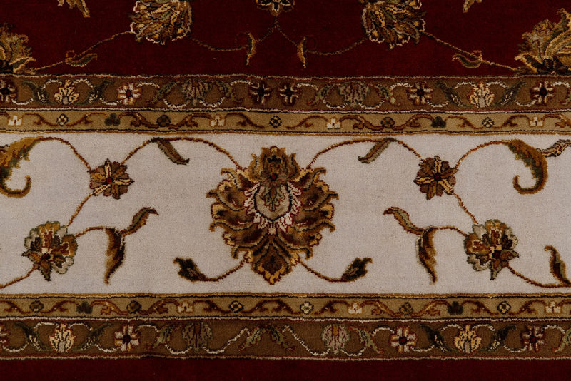 10x14 Burgundy and Ivory Turkish Silk Rug