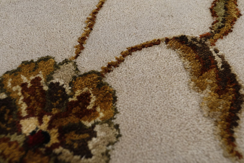 10x14 Burgundy and Ivory Turkish Silk Rug