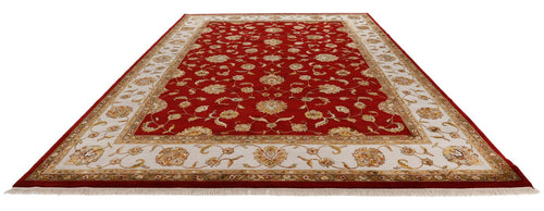 10x14 Burgundy and Ivory Turkish Silk Rug
