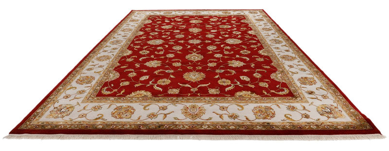 10x14 Burgundy and Ivory Turkish Silk Rug