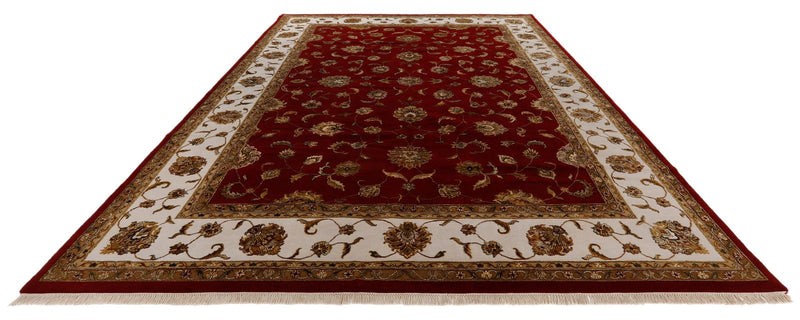 10x14 Burgundy and Ivory Turkish Silk Rug