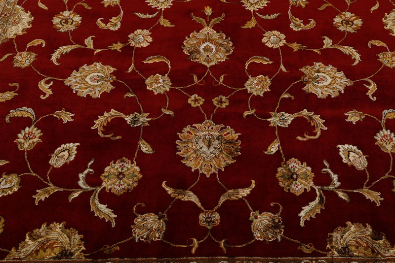 10x14 Burgundy and Ivory Turkish Silk Rug