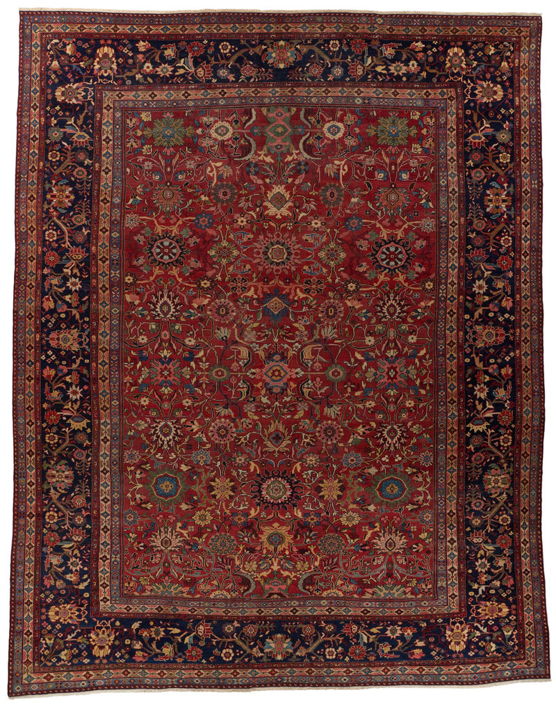 14x18 Burgundy and Navy Turkish Persian Rug
