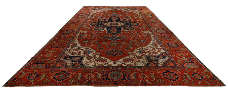 12x19 Rust and Rust Turkish Persian Rug