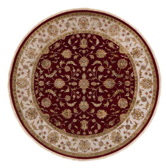 8x8 Burgundy and Ivory Turkish Silk Rug