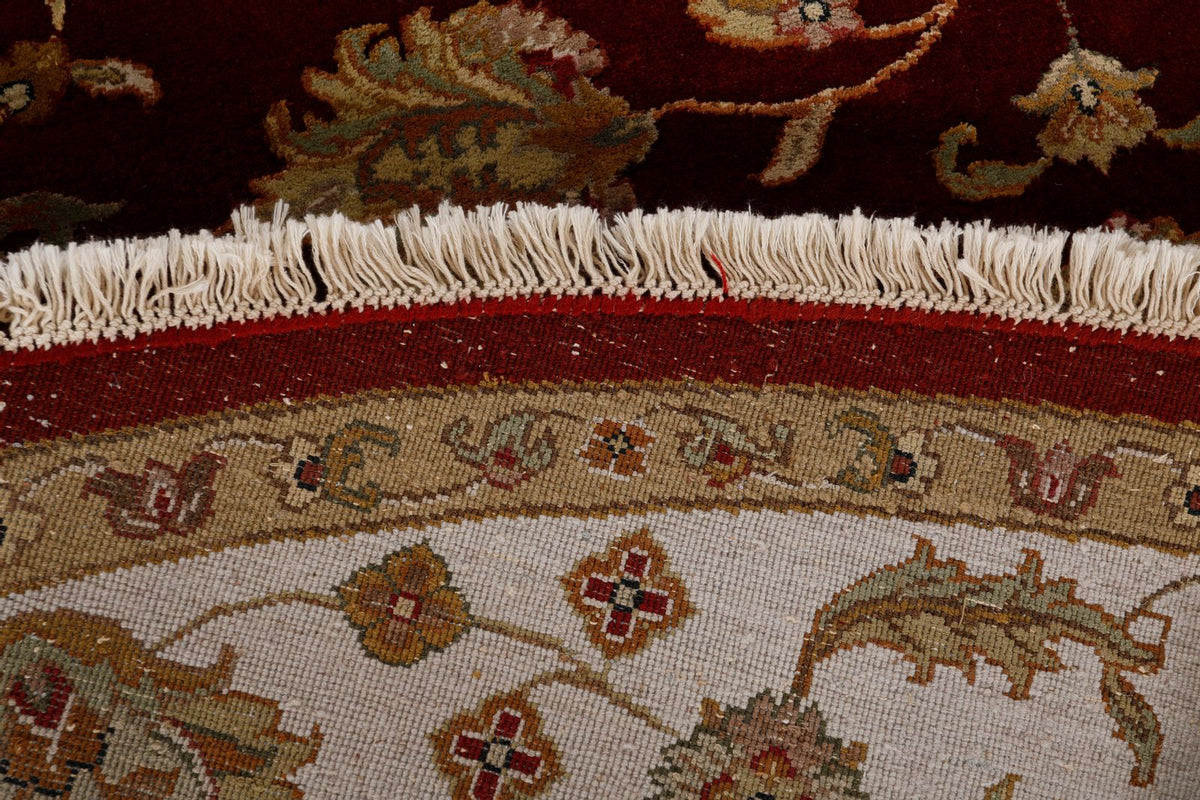 8x8 Burgundy and Ivory Turkish Silk Rug