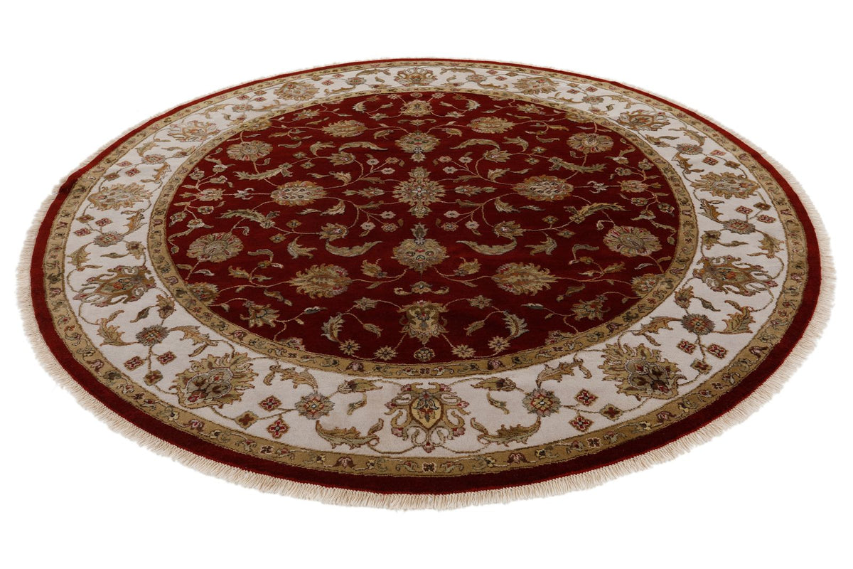8x8 Burgundy and Ivory Turkish Silk Rug