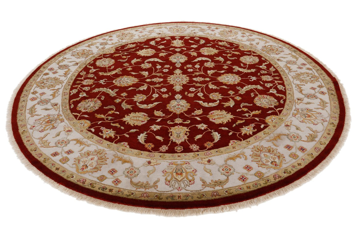 8x8 Burgundy and Ivory Turkish Silk Rug