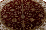 8x8 Burgundy and Ivory Turkish Silk Rug
