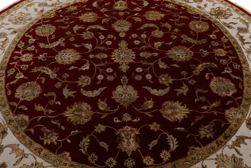 8x8 Burgundy and Ivory Turkish Silk Rug