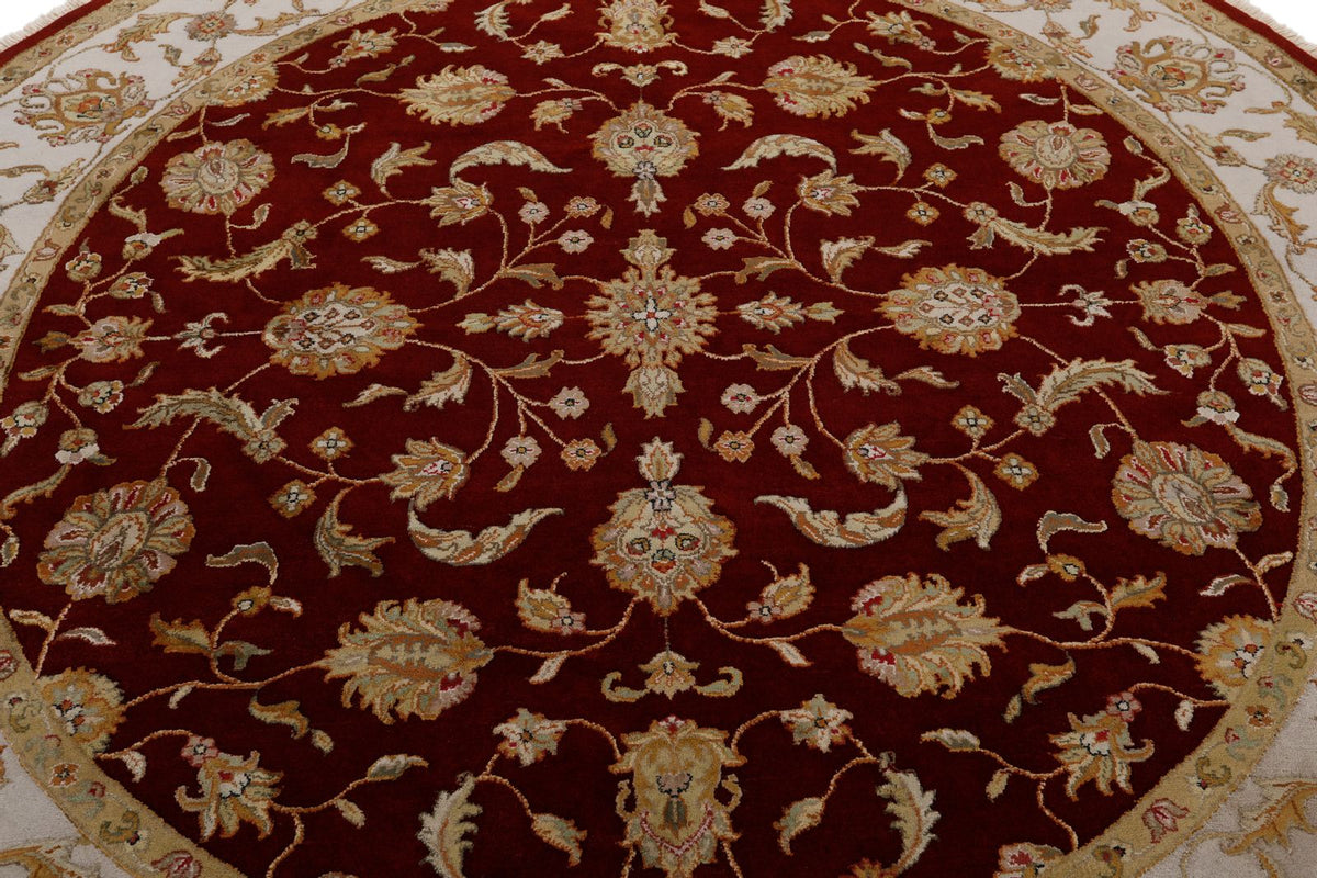 8x8 Burgundy and Ivory Turkish Silk Rug