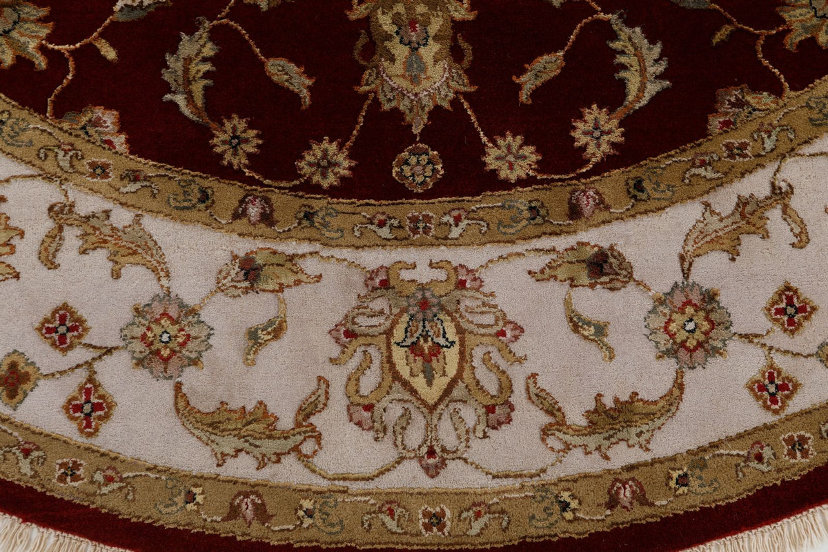 8x8 Burgundy and Ivory Turkish Silk Rug