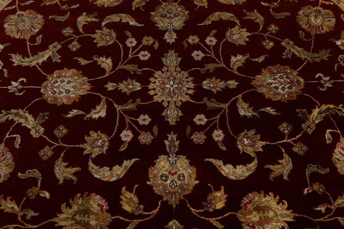 8x8 Burgundy and Ivory Turkish Silk Rug