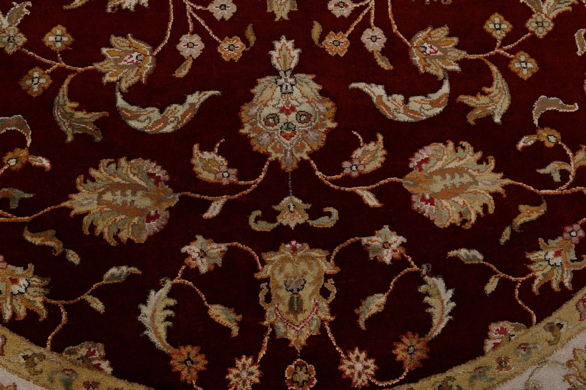 8x8 Burgundy and Ivory Turkish Silk Rug