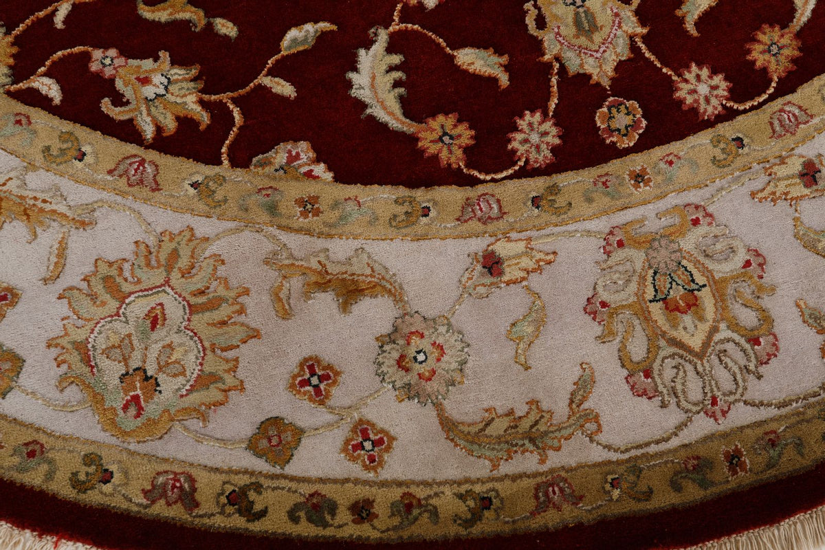 8x8 Burgundy and Ivory Turkish Silk Rug