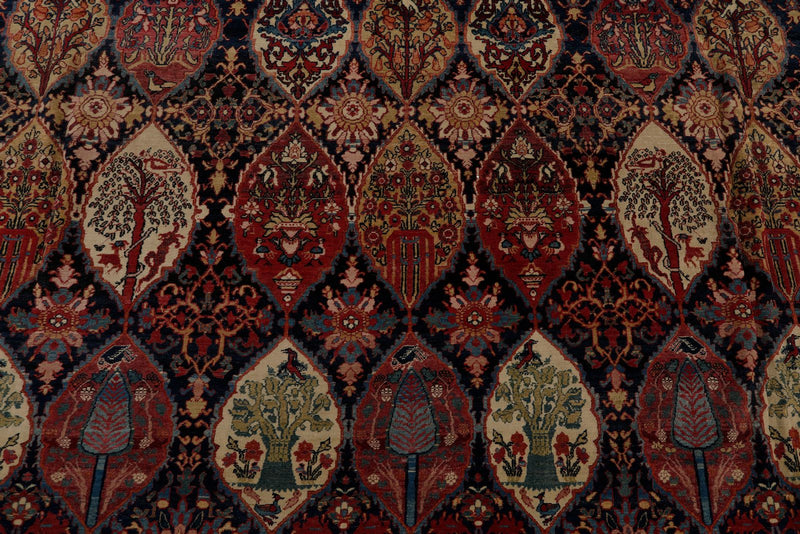 13x17 Navy and Multicolor Turkish Persian Rug