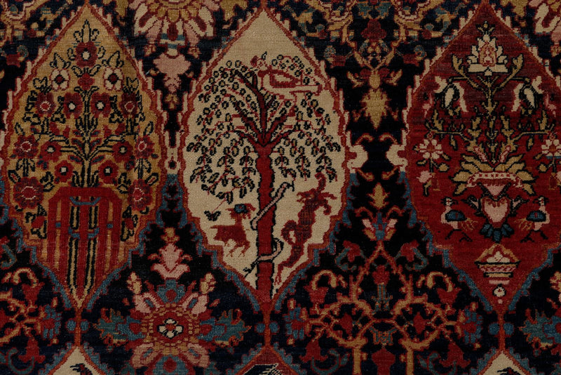 13x17 Navy and Multicolor Turkish Persian Rug