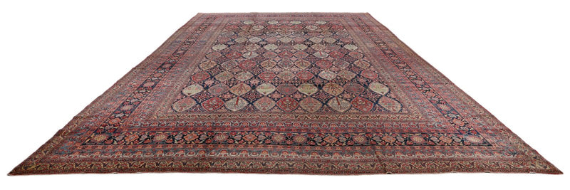 13x17 Navy and Multicolor Turkish Persian Rug